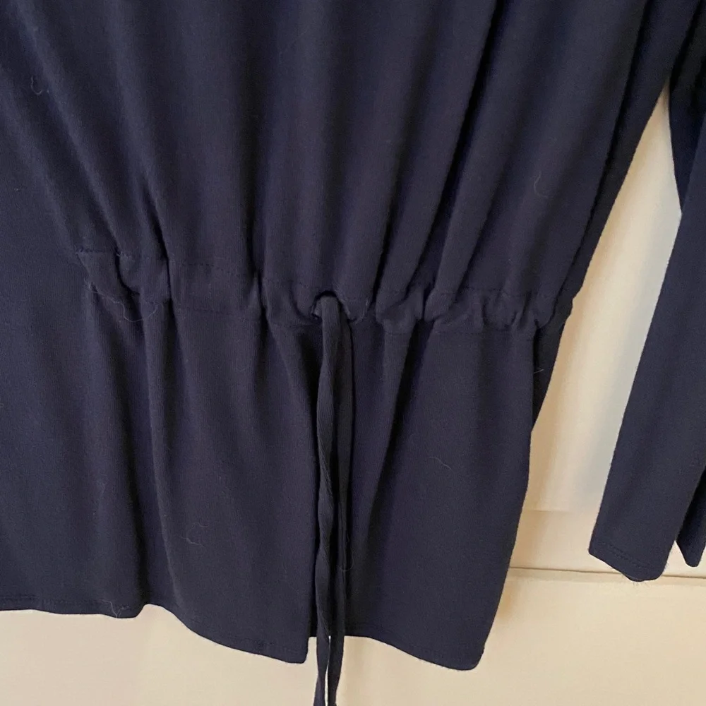 JCrew Navy Blue Drawstring Waist T-Shirt Blouse Top Size XXS